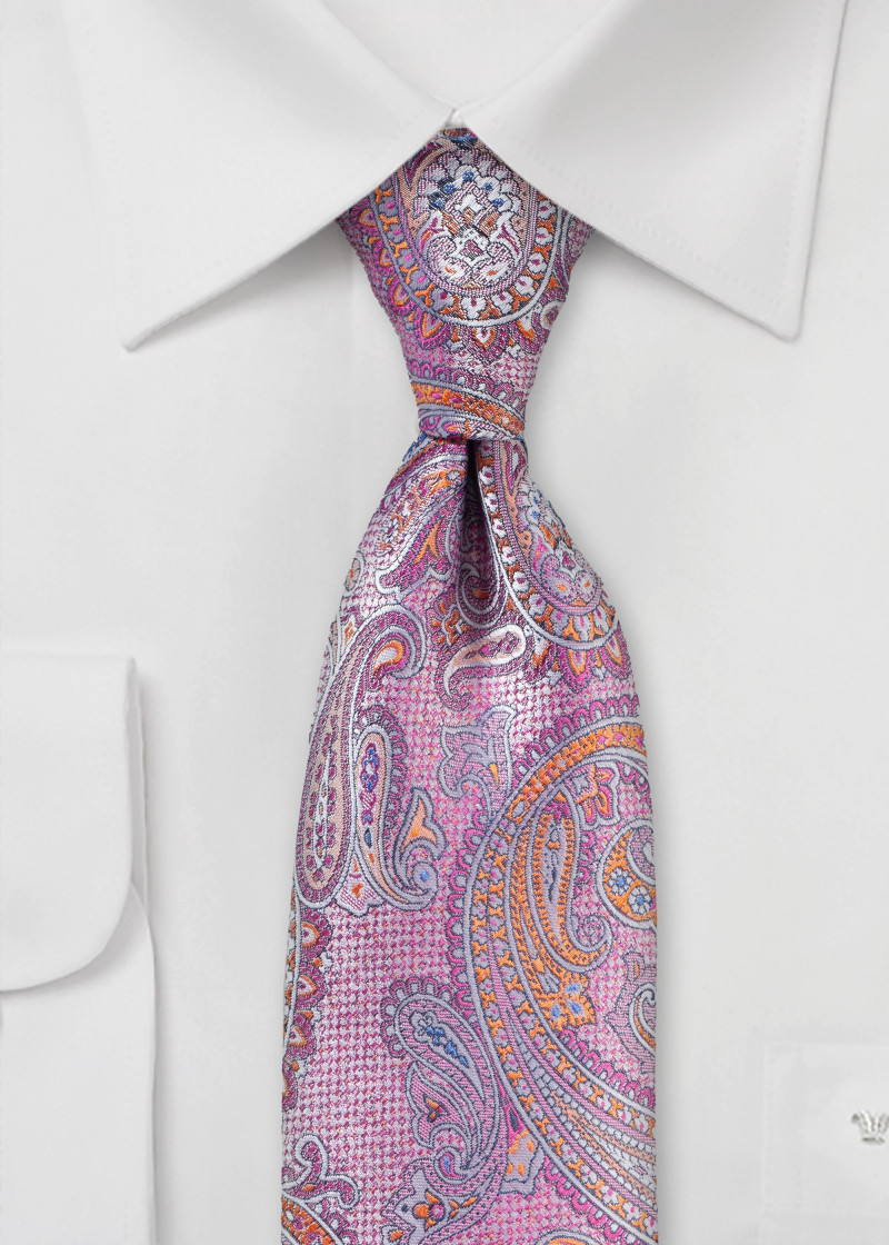 Stropdas paisleymotief rosé