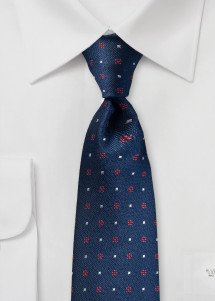 Stropdas marineblauw bloemmotief