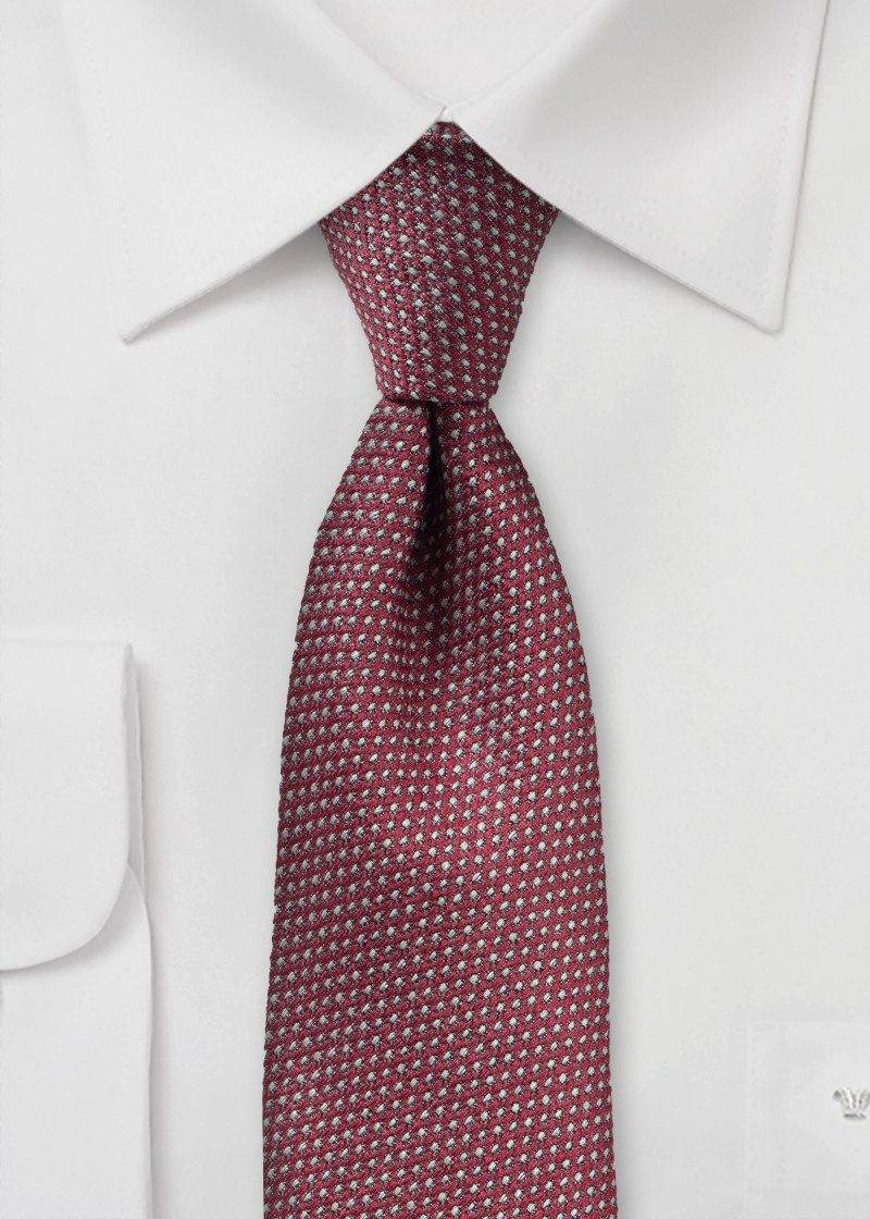 Stropdas zijde wol bordeaux rood