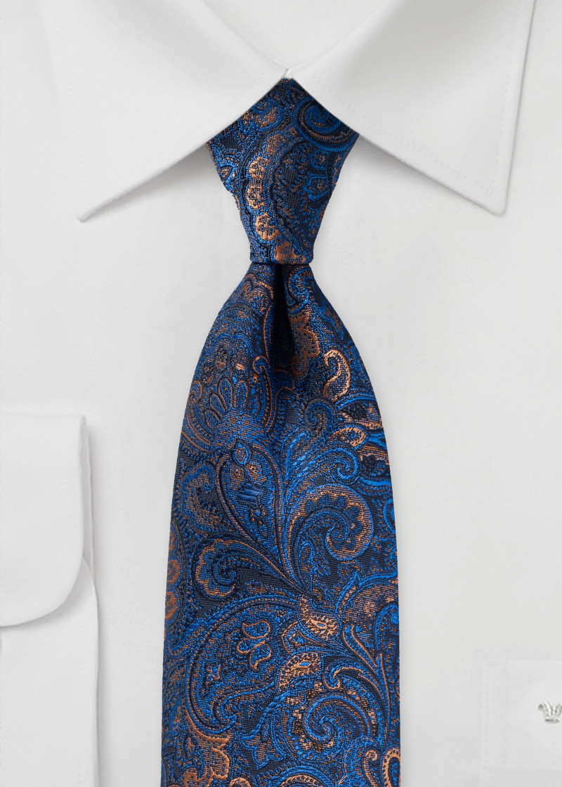 Herenstropdas speels paisley patroon bruin