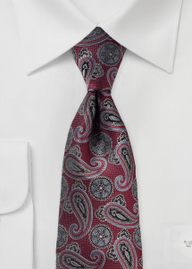 Stropdas speels paisley patroon bordeaux...