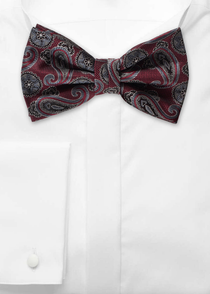 Herenstrik Paisley motief Donkerrood
