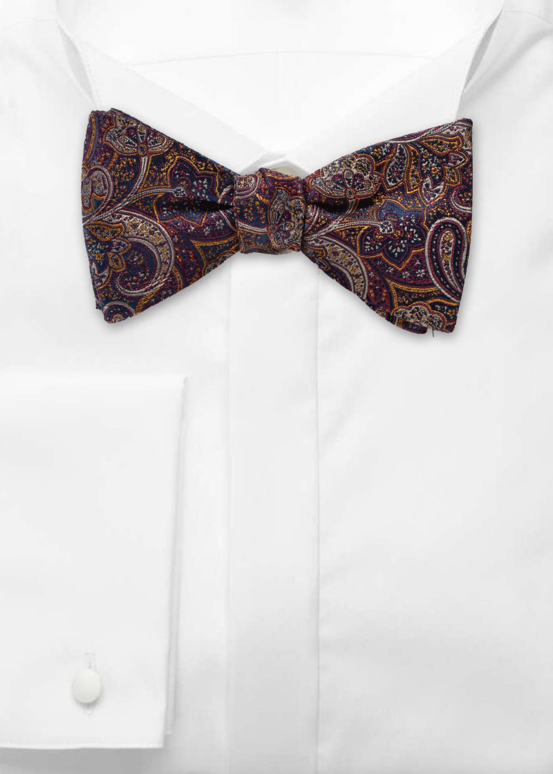 Zelfbinder Strik - Paisley bordeaux
