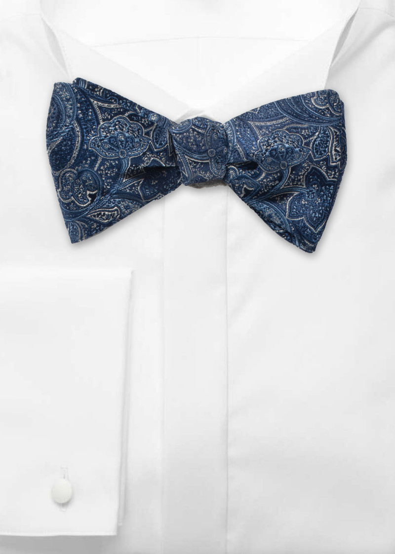 Zelfbinder Strik - Paisley Motief Donkerblauw