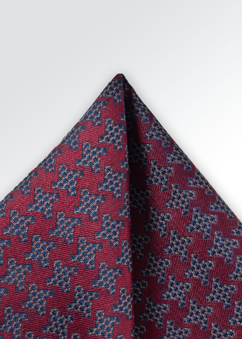 Zakdoek geometrisch decor rood