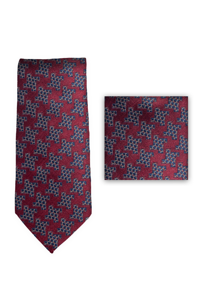 Houndstooth" stropdassenset Medium Rood