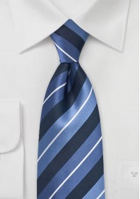 Gestreepte stropdas licht- en marineblauw
