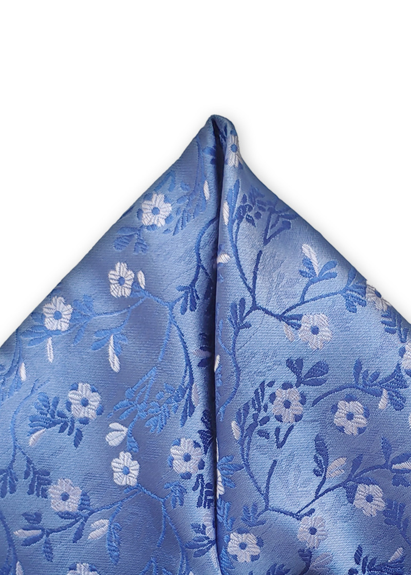 Zakdoek bloemen duifblauw