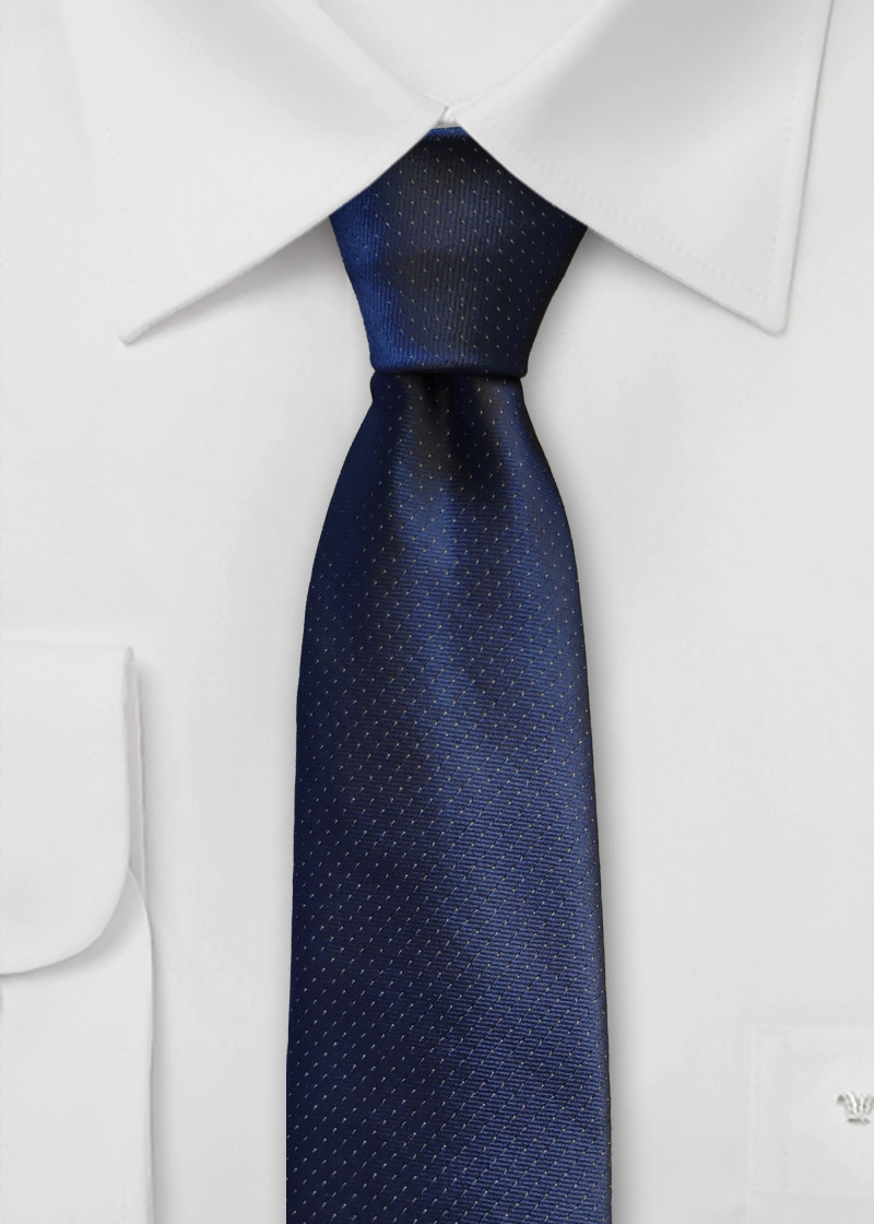 Stropdas sierlijke stippen marineblauw