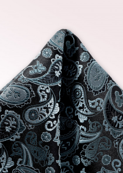 Ziertuch Paisleymuster schwarz und hellblau