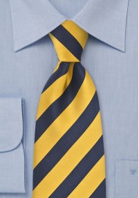 Kinderstropdas navyblauw geel streeppatroon