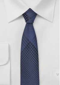 Smalle stropdas met blauw rasterpatroon