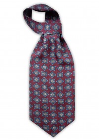 Ascot sjaal van 100% zijde (donkerrood-blauw)