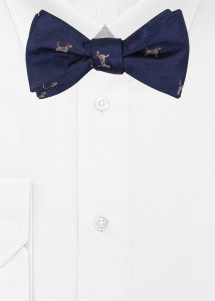 Donkerblauwe vlinderdas met hondenmotief...