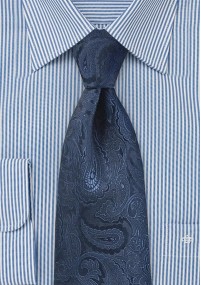 Elegante stropdas Paisley-patroon marineblauw