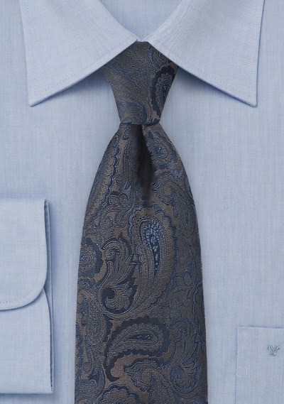 Krawatte Paisleymotiv mokkabraun