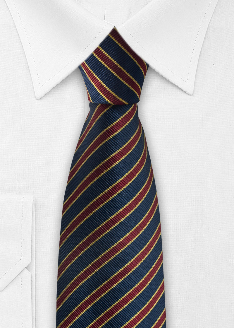 Stropdas van pure zijde (donkerblauw, robijnrood,