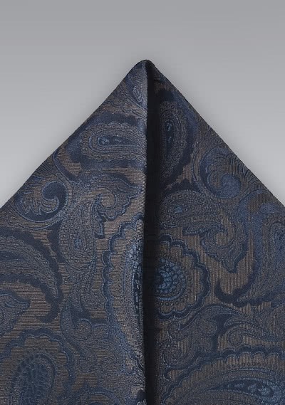 Kavaliertuch Paisley-Muster italienische Seide dunkelblau mokkabraun Kavaliertuch Paisley-Muster italienische Seide dunkelblau mokkabraun