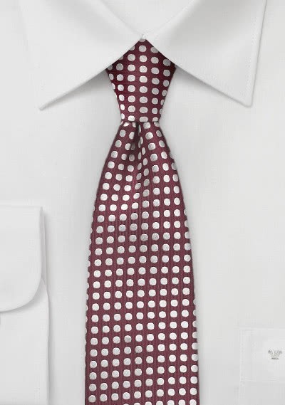 Businesskrawatte schmal bordeauxrot schneeweiß Businesskrawatte schmal bordeauxrot schneeweiß