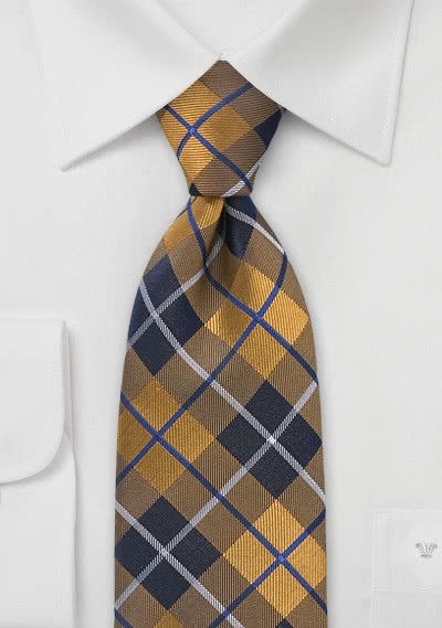 Businesskrawatte XXL Karo-Stil kupfer Businesskrawatte XXL Karo-Stil kupfer