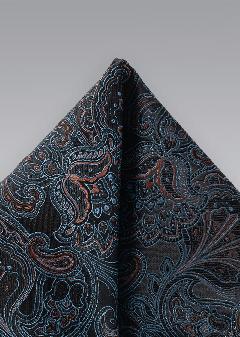 Puccini revers sjaal - Elegante paisley in blauw