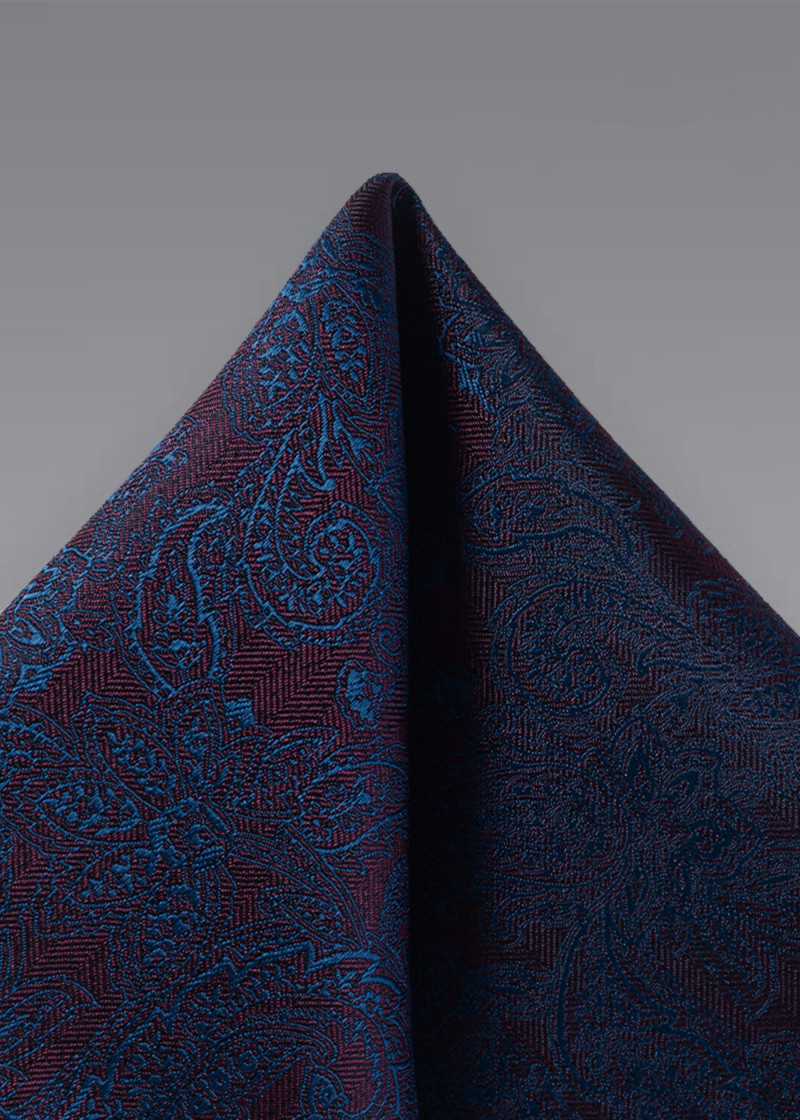 Cavalieri zijden sjaal - Bordeauxblauw met paisley