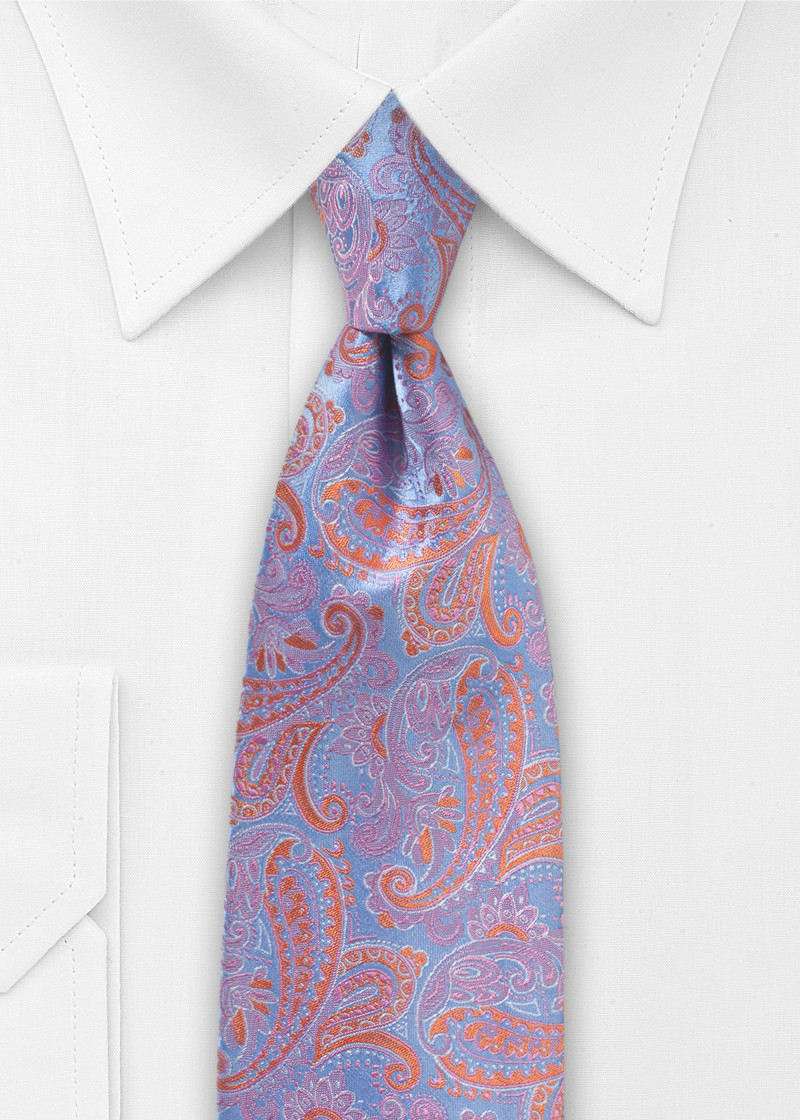 Cavalieri zijden stropdas paisley roze koper