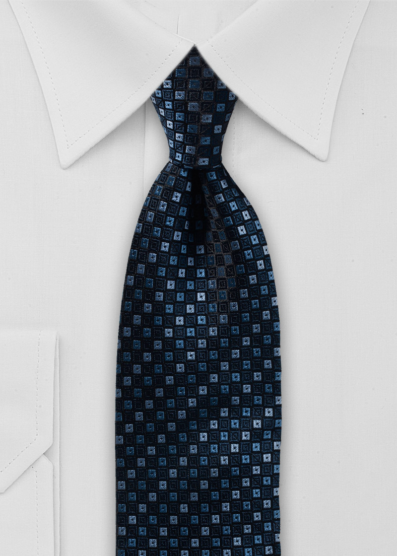 Cavalieri stropdas - Donkerblauw met micropatroon