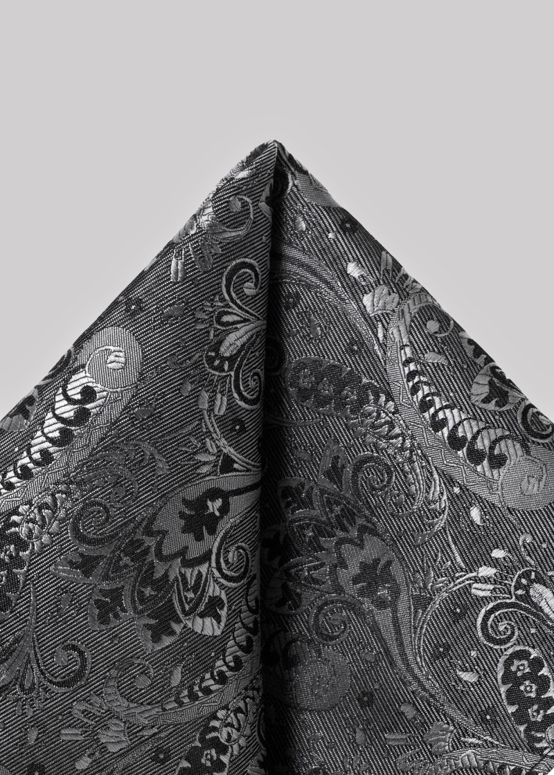 Zijden zakdoek met rankenpatroon (grijs)