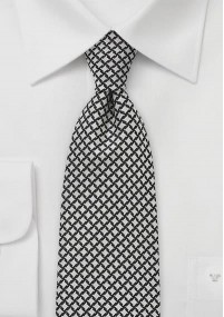 XXL stropdas met zwart wit rasterpatroon