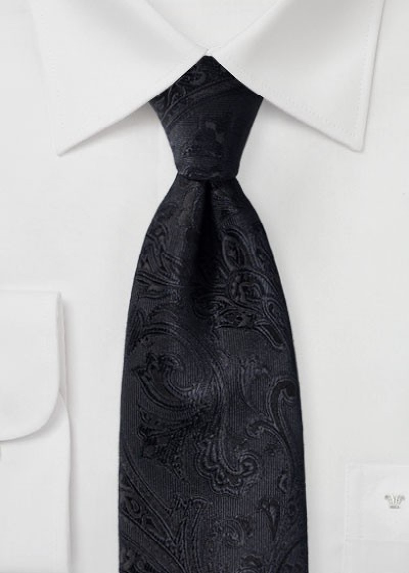 Stropdas gecultiveerd paisley motief zwart
