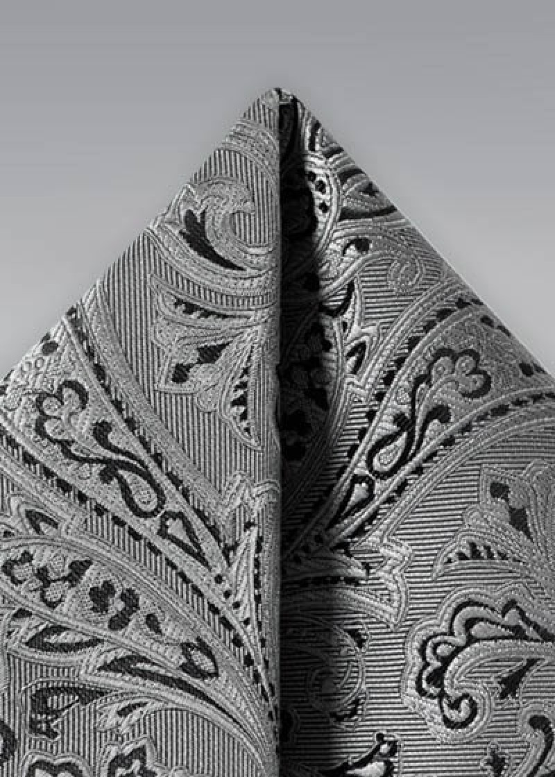 Zakdoek met levendig paisley motief grijs