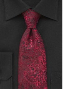 XXL stropdas met vegetatief patroon rood