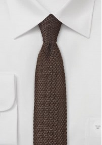 Moccabruine zijden stropdas gebreid