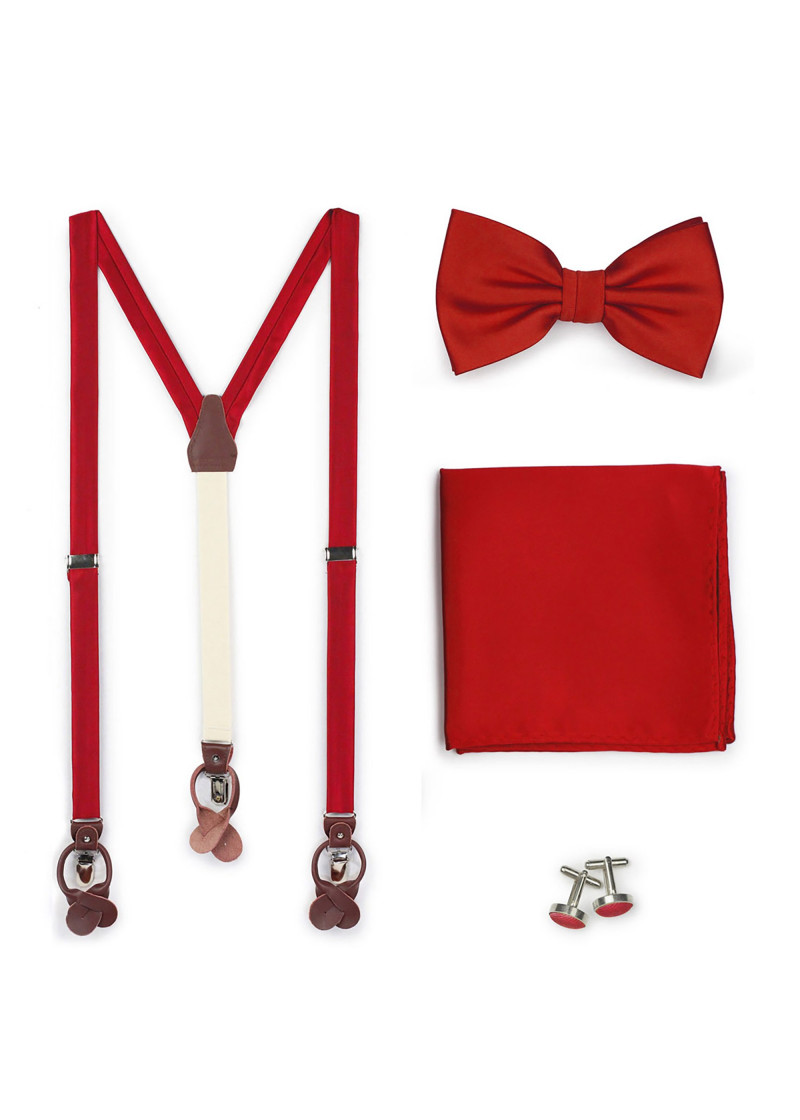 Set: bretels, herenstrik, decoratieve sjaal en