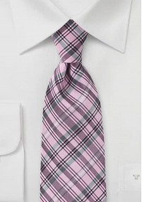 Krawatte dichtes Karomuster rosa