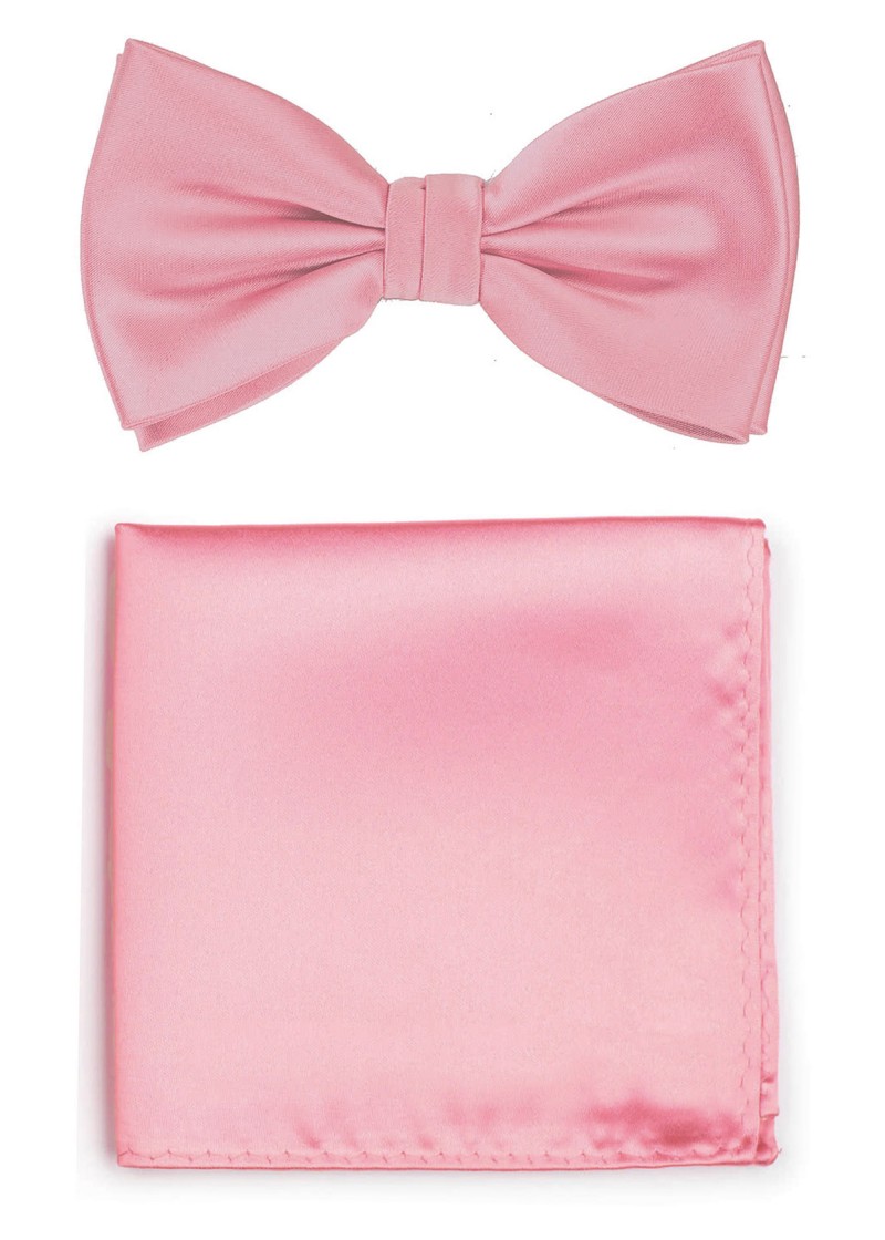 Roze herenstrik met pochet set