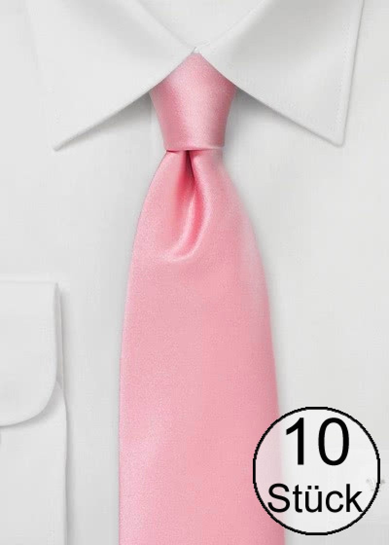 Business Tie Plain Poly Fibre Roze - Set van Tien