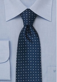 XXL stropdas van zijde nachtblauw met stippen