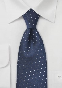 Clip-Krawatte Punkte navyblau silber