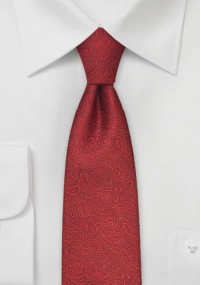 Smalle stropdas met rood Paisley patroon