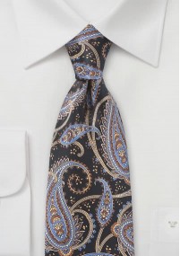 Extravagante stropdas zwart met Paisleymotief