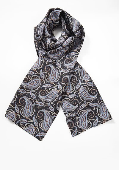 Modischer Krawattenschal buntes Paisley auf schwarz Modischer Krawattenschal buntes Paisley auf schwarz