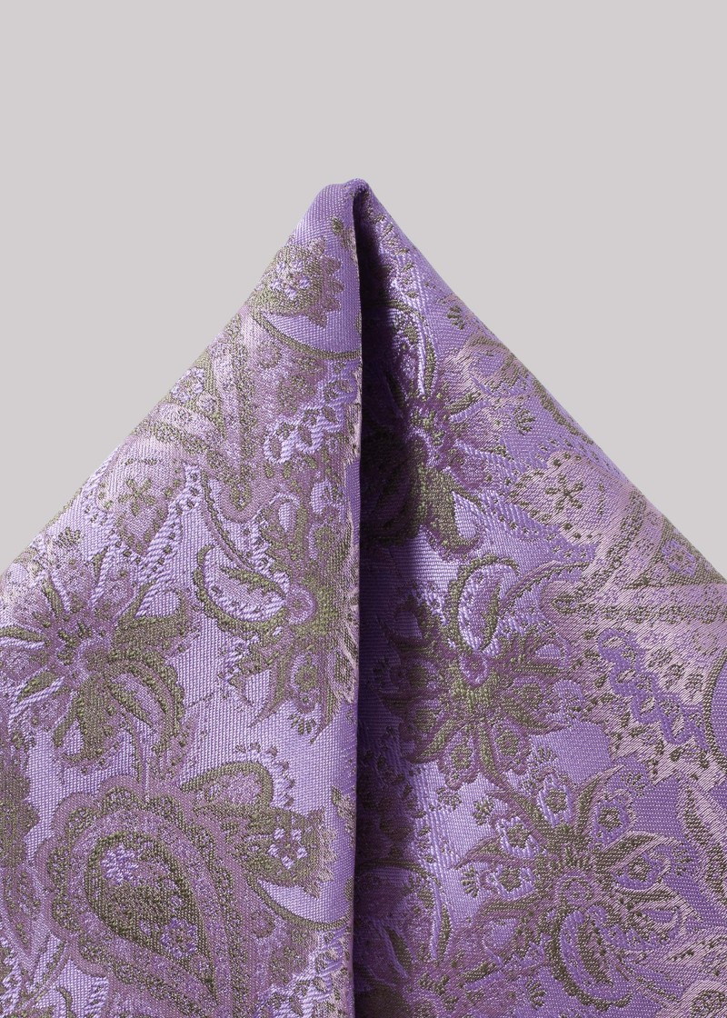 Zakdoek in violet met donkergroen paisleypatroon