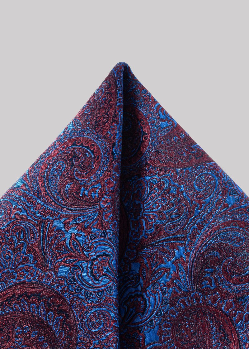 Zakdoek in elegant indigoblauw met wijnrode