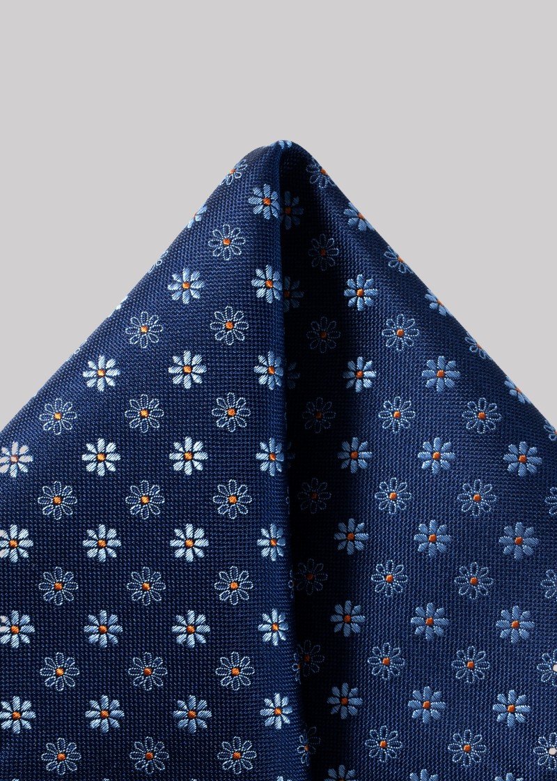 Donkerblauwe pochette met bloemmotief in