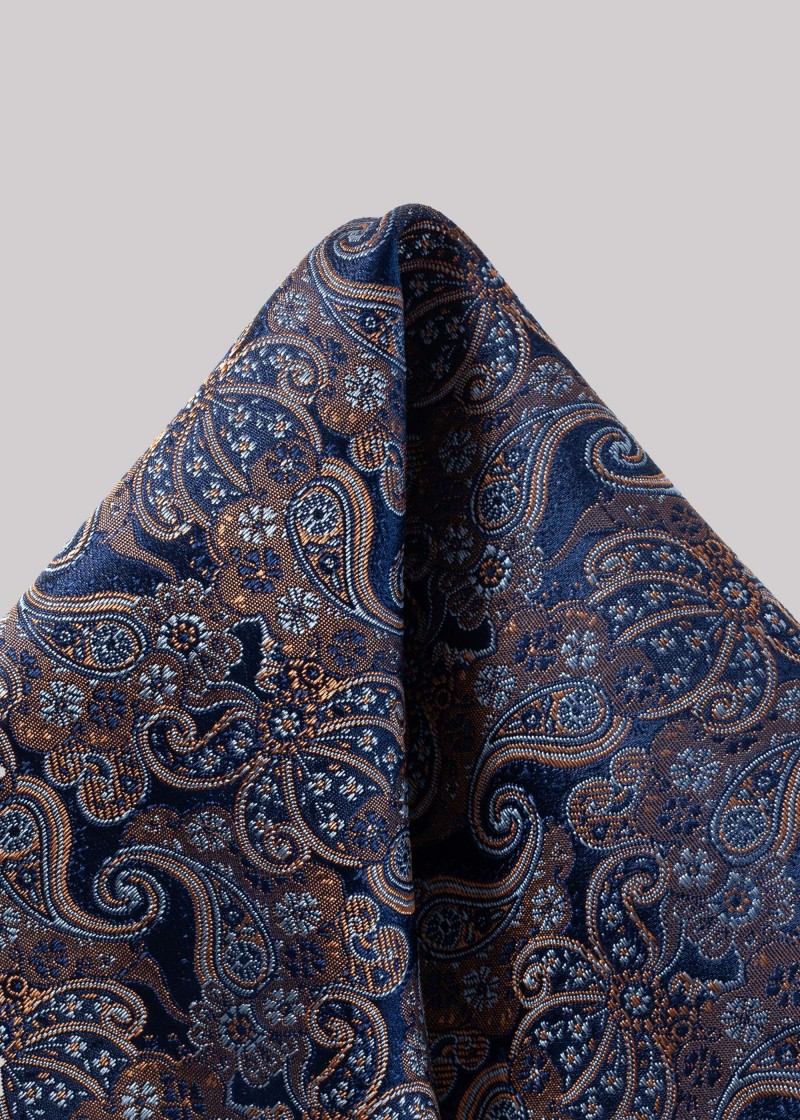Zakdoek in middernachtblauw met paisleymotief