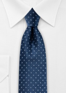 Denimblauwe stropdas met subtiel patroon