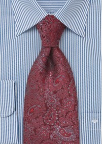 XXL stropdas met allover rood Paisleypatroon