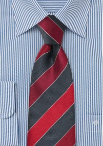 Clip-Krawatte Streifen kirschrot grau